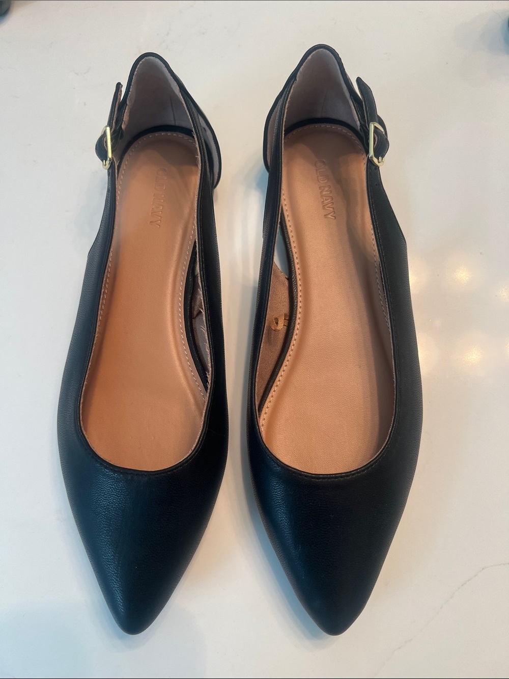 Old Navy Black Pointed Toe Slingback Flats - Women gold hardware new never worn